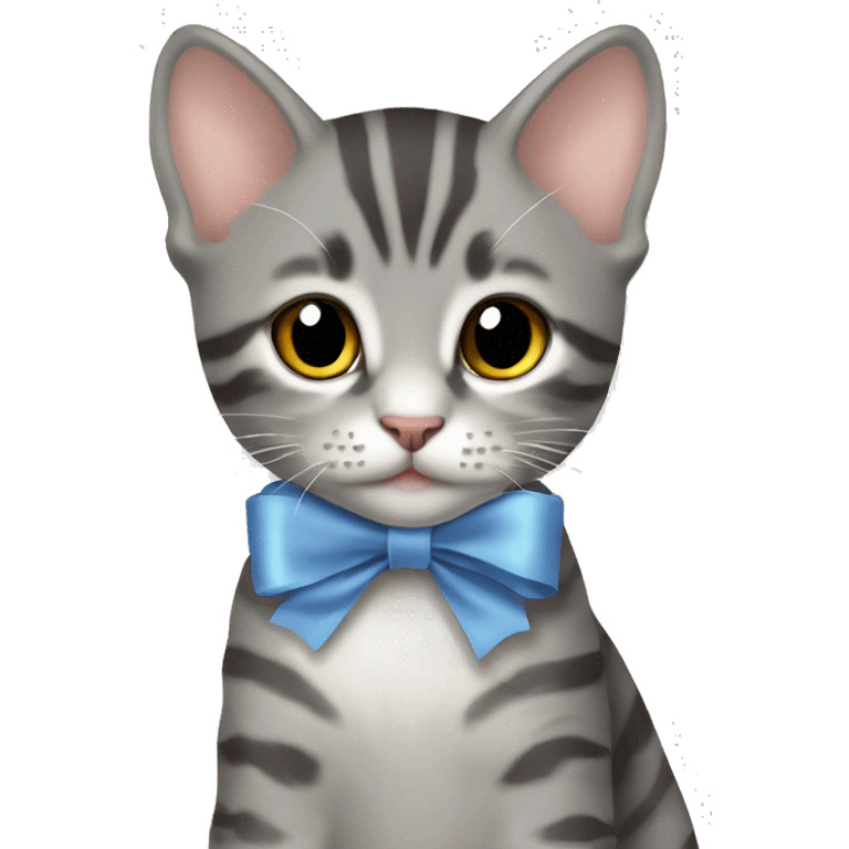 Gray Tabby Kitten With Ribbon on neck emoji