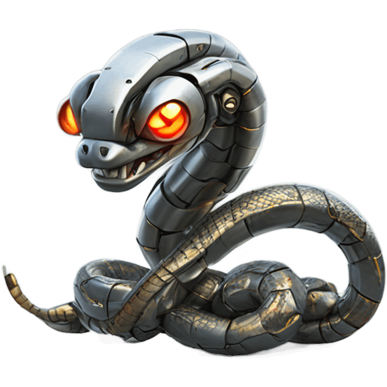 cyborg snake robot made out of metal emoji