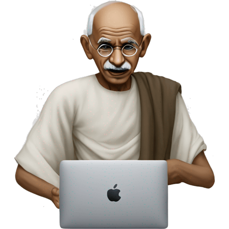 mahatma ghandi using a macbook emoji