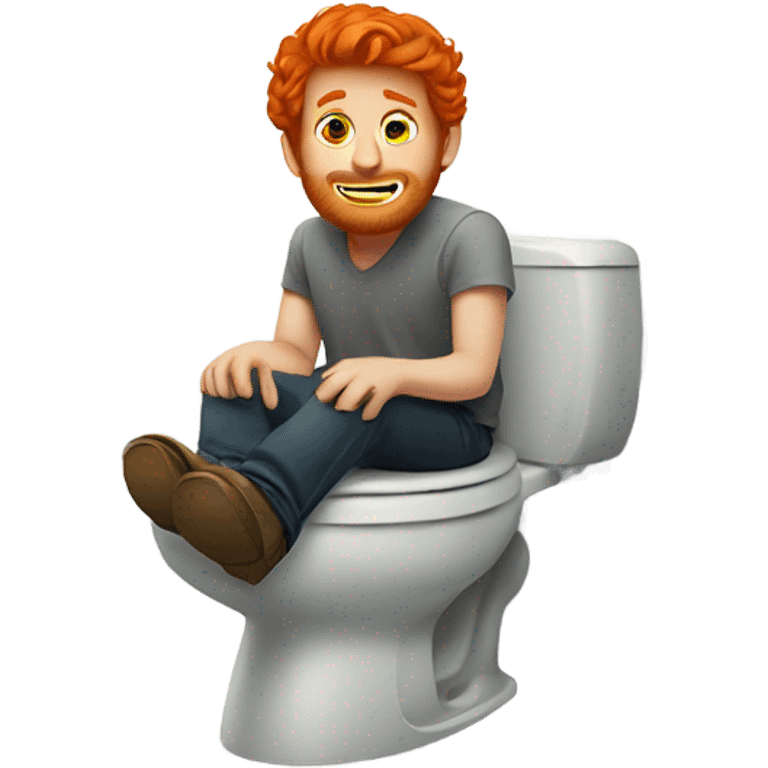 Red headed man sitting on the toilet emoji