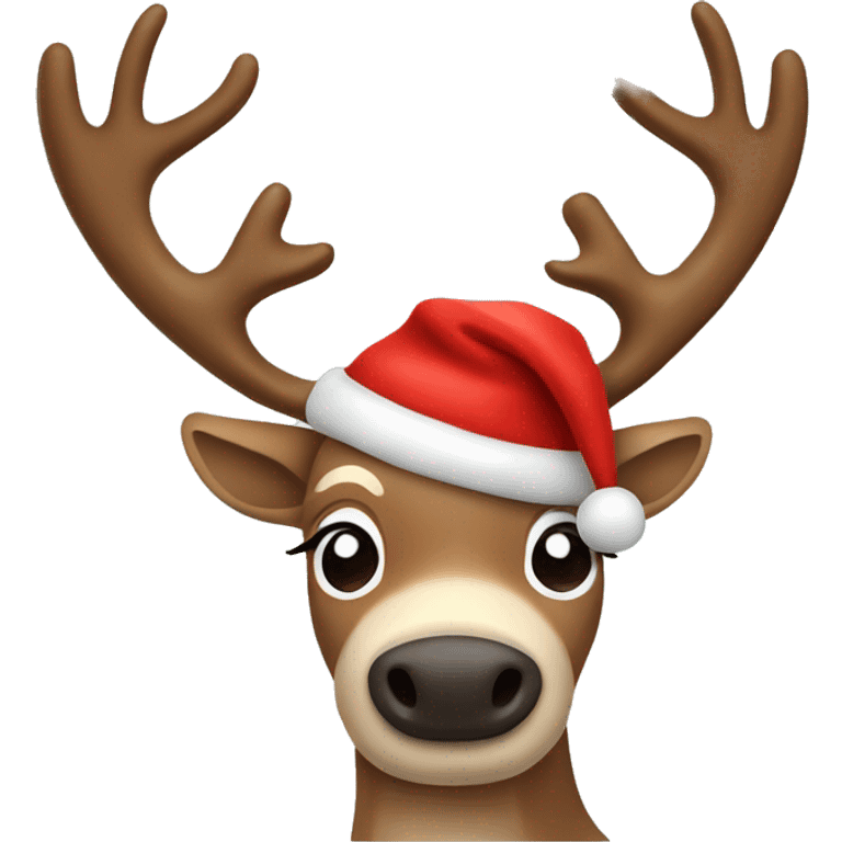 Reindeer with Christmas hat emoji