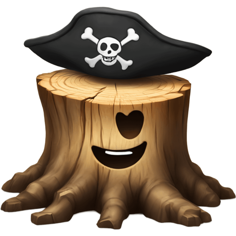 tree stump with a pirate hat emoji