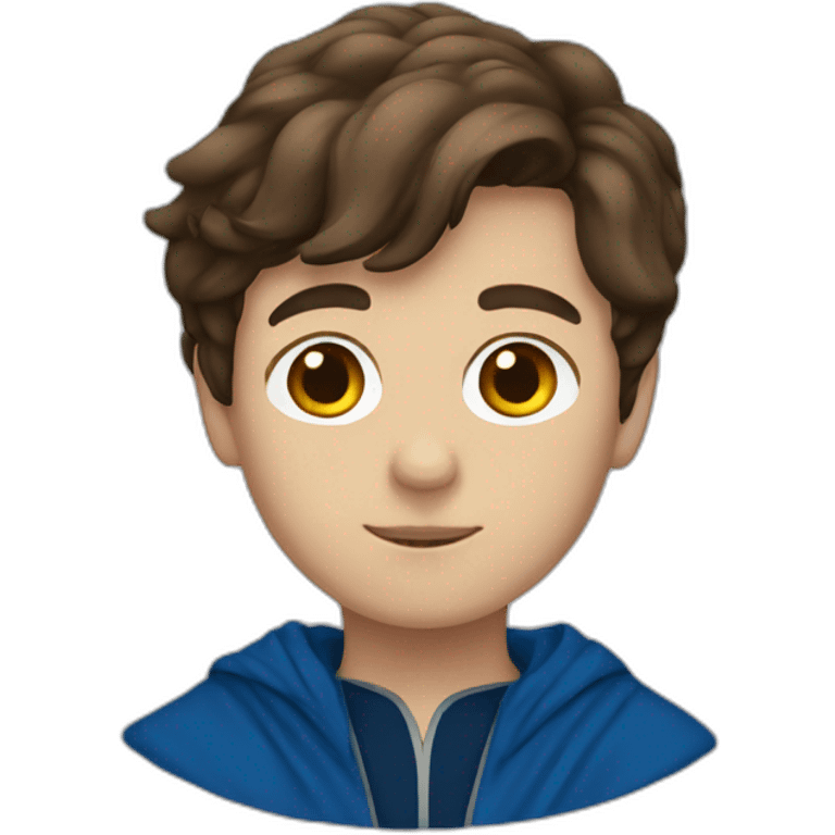 Brown haired boy wearing Ravenclaw blue robe emoji