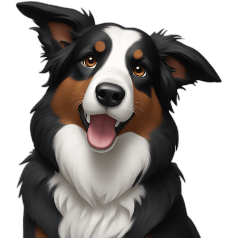 Border Collie black  with one erect ear and one lying ear emoji