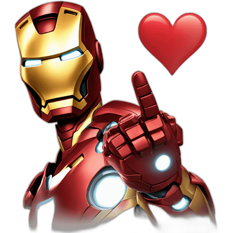 Iron man who makes a heart with his fingers emoji