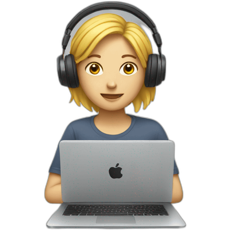 working on laptop with headphones emoji