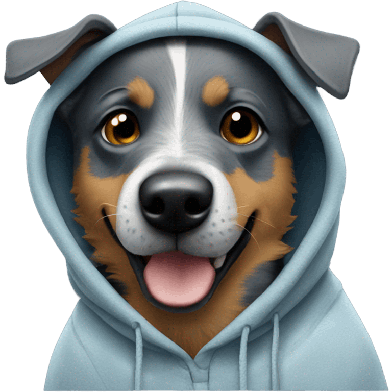 Blue heller in a hoodie emoji