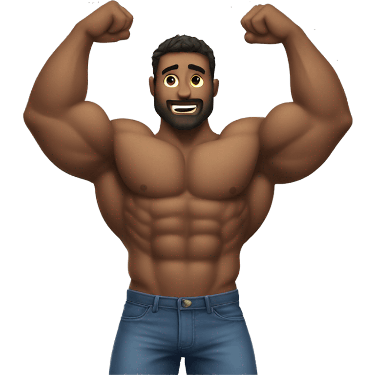 Muscular man showing hairy armpits emoji