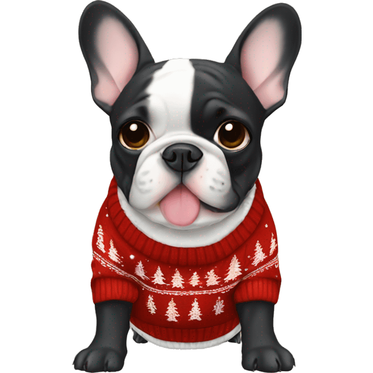 French bulldog with christmas  pullover emoji