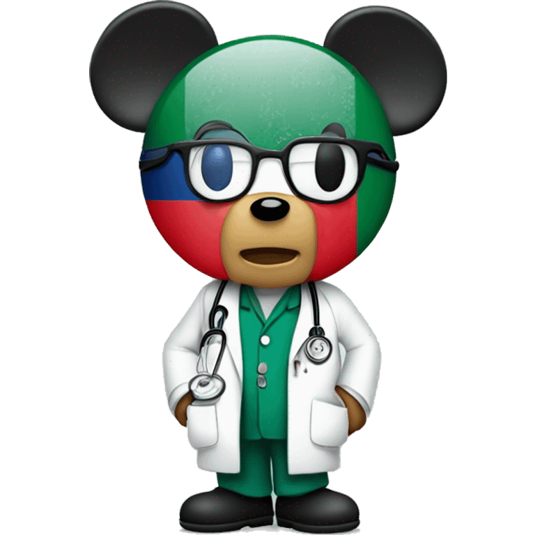 Mickey Mouse dressed as a doctor looking Sad with a Bangladesh flag  emoji