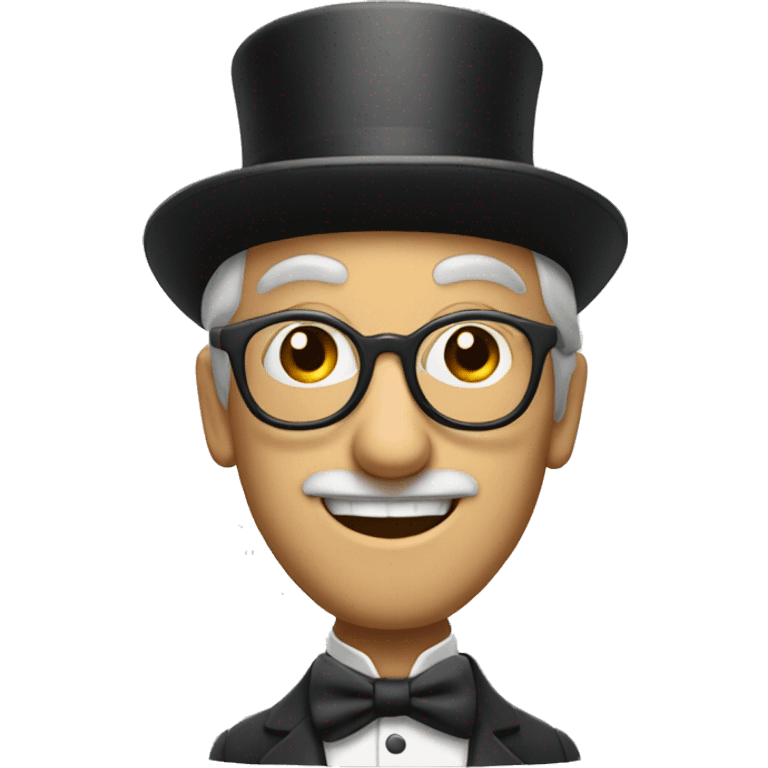 Man with glasses and a top hat on with a spoon in his hand  emoji