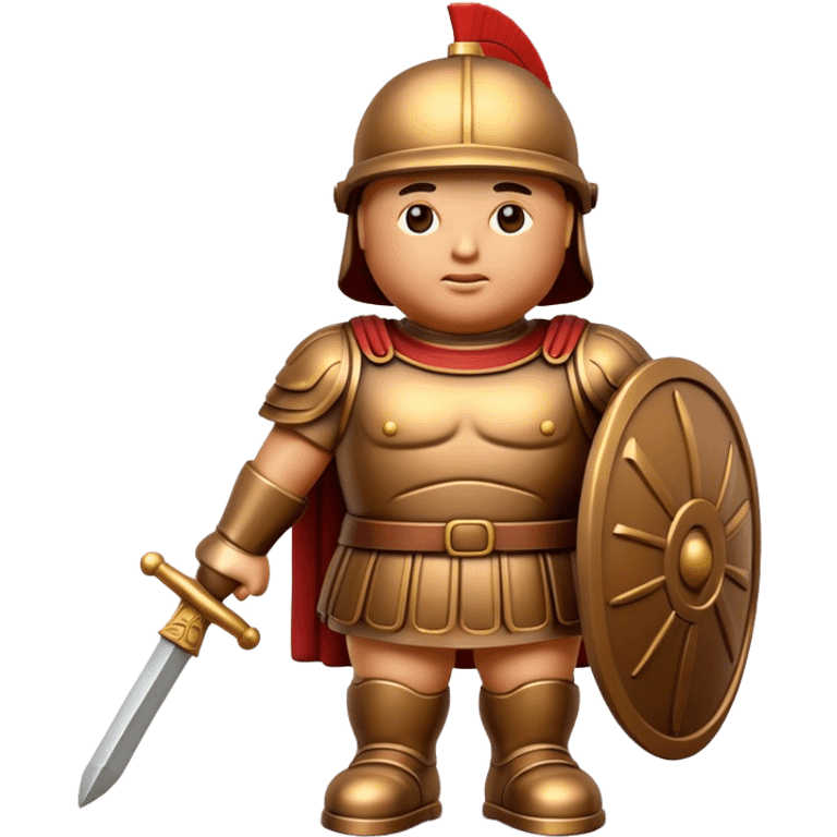 Botero Bronze Roman Soldier Landmark Emoji – Showcasing a stylized, rounded bronze Roman soldier sculpture. emoji