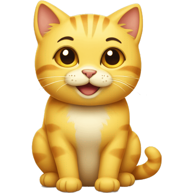 cute yellow cat smiling expression  emoji