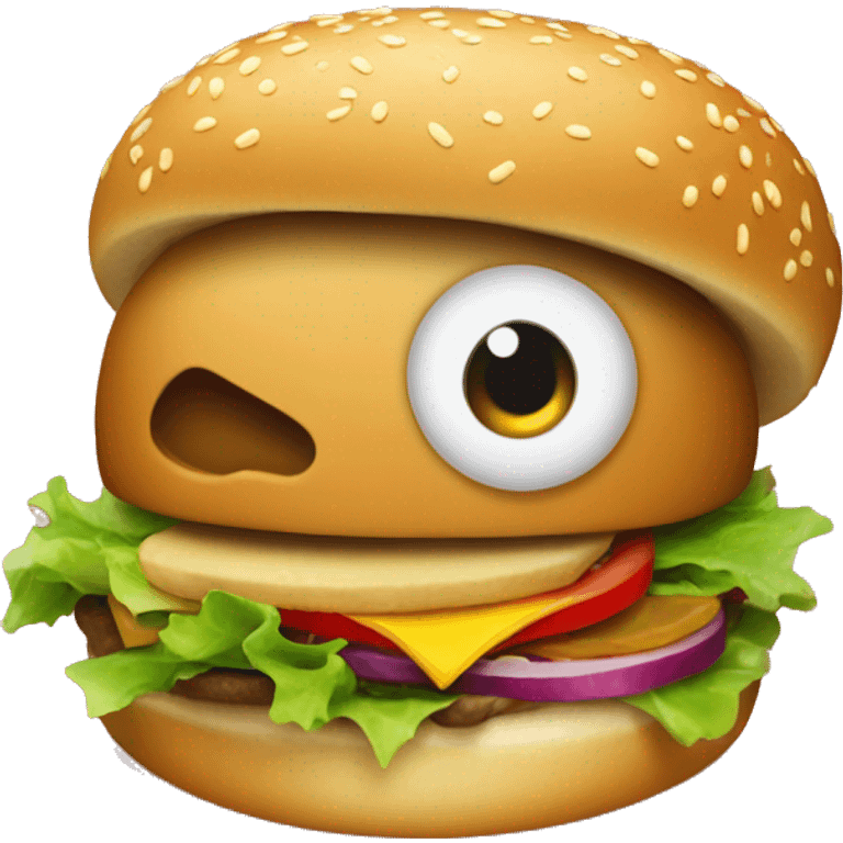 Un oiseau mange un hamburger  emoji