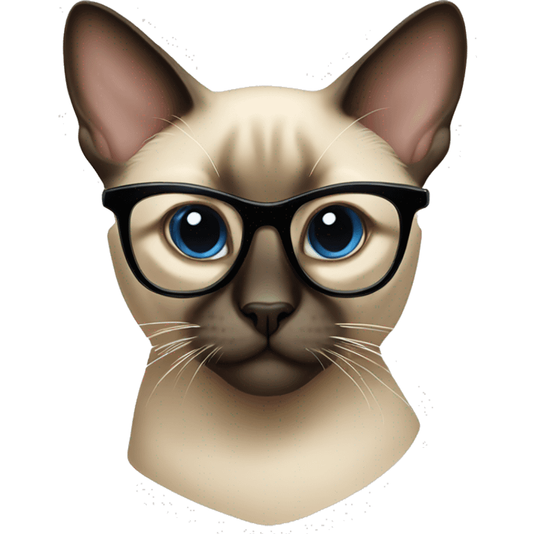 Siamese cat wearing glasses emoji