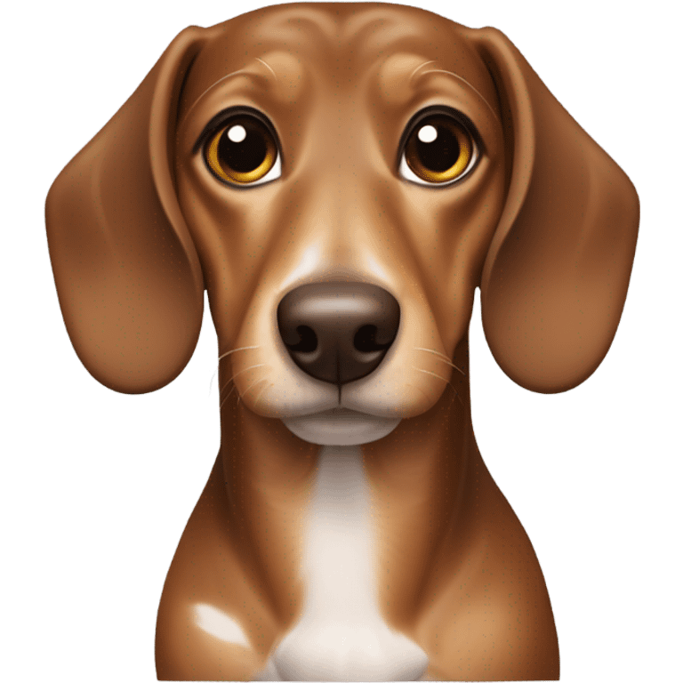 a dachshund, features a smooth coat with a white body patterned with light brown patches and a brown head shaded with darker tones emoji