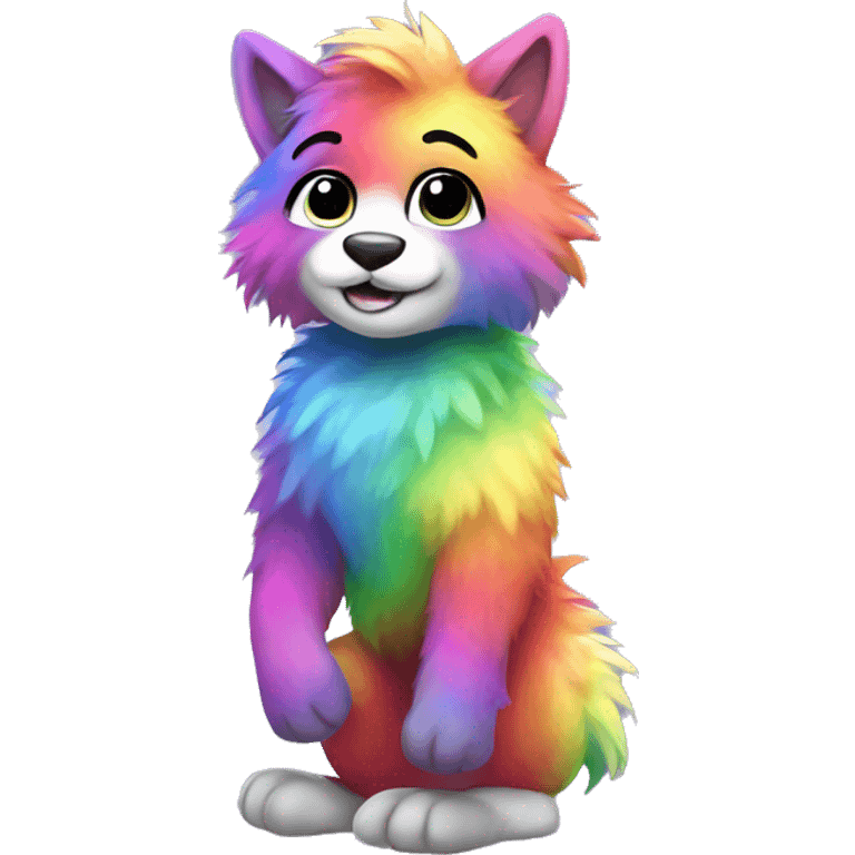 Furry, sparkle, rainbow, animal, anthro, full body emoji