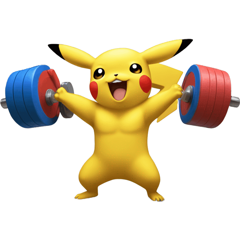 Pikachu cheering a bodybuilder in training  emoji