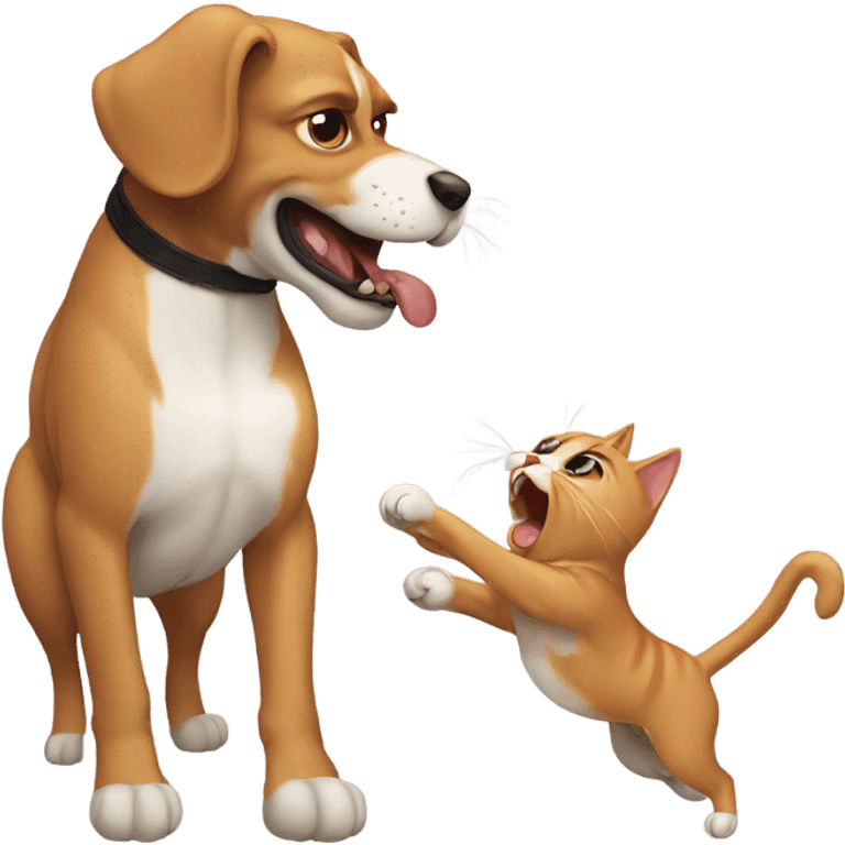 A cat fighting a dog emoji