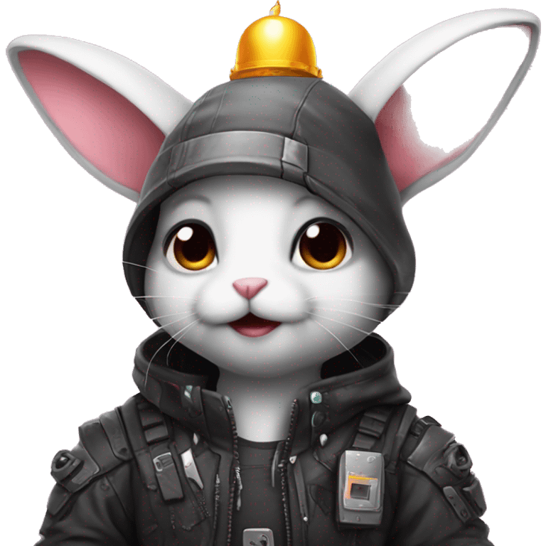 Cute Birthday cyberpunk rabbit emoji