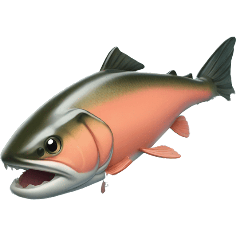 Salmon swimmig upstream emoji