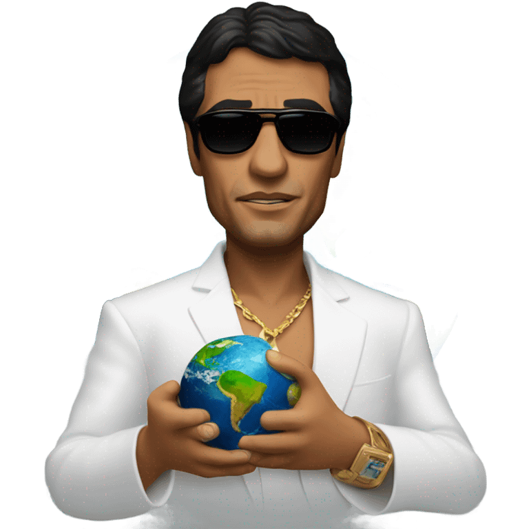 Tony Montana sunglasses the earth in his hands emoji