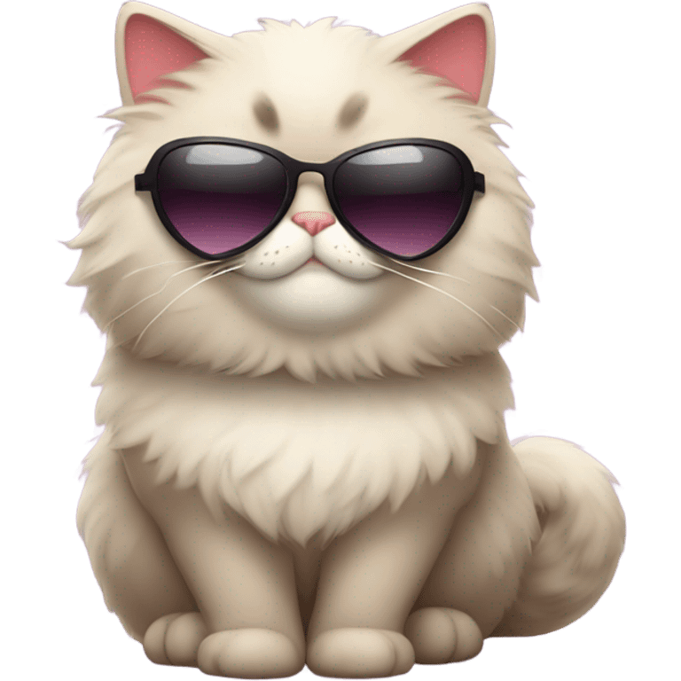 Cute fat cat wearing heart shaped sunglasses emoji