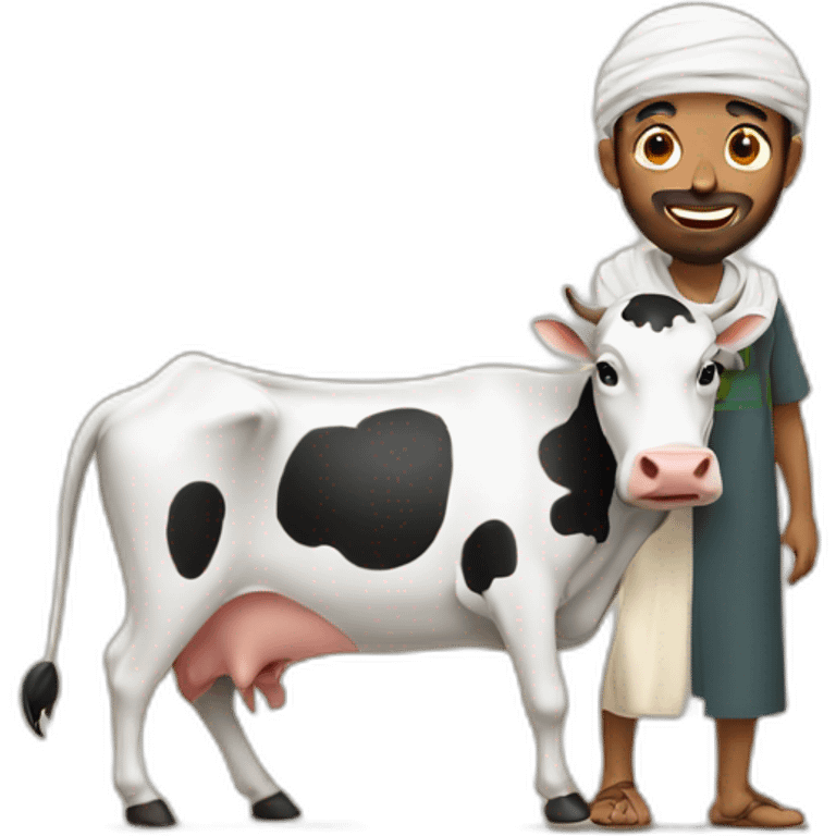 A muslim man with cow emoji