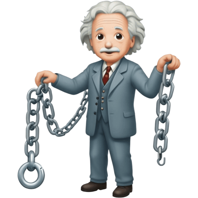 Albert einstein pulling on a chain emoji