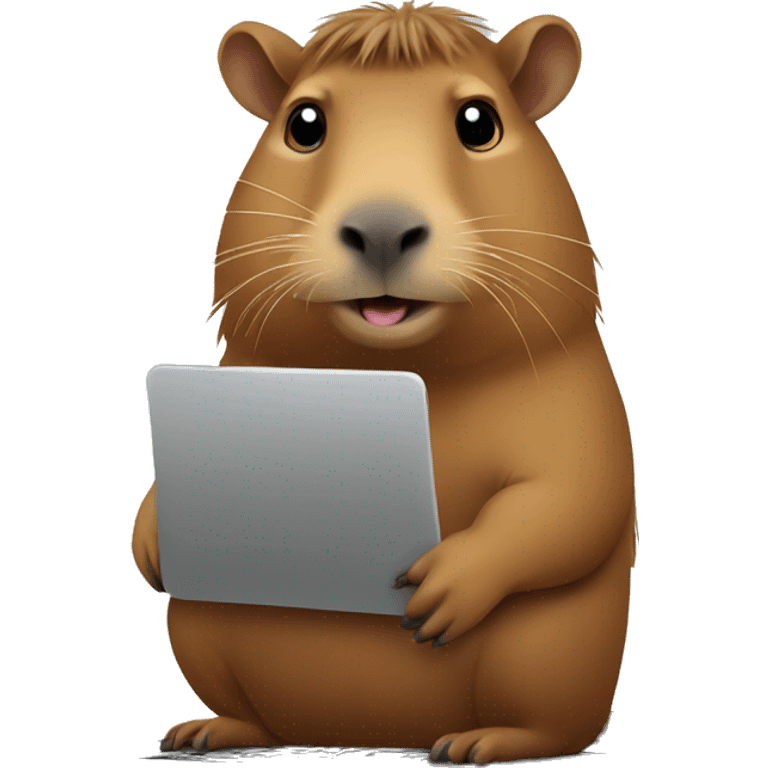 Capybara works at his laptop emoji