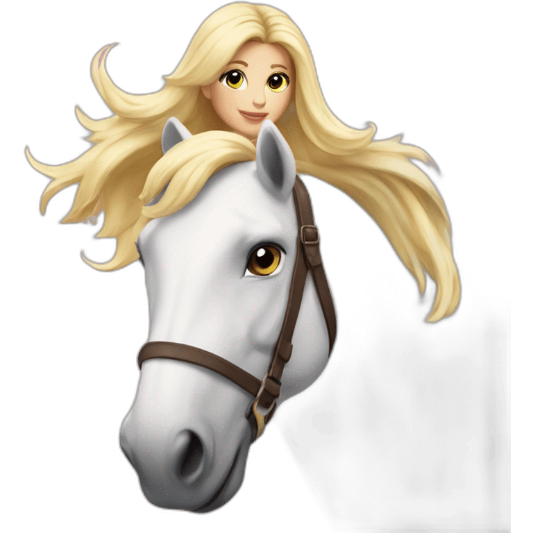 Une blonde sur une licorne emoji