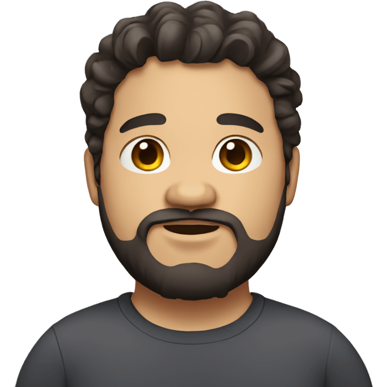 Chubby guy with dark wavy hair. Medium skin with beard emoji