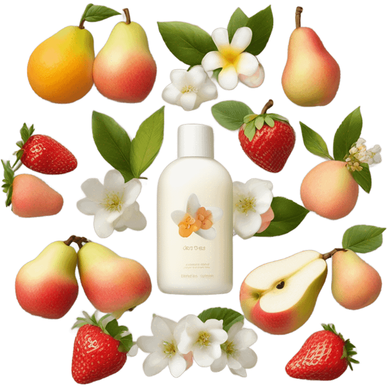 Top note: Strawberry, pear, apple
Medium note: Peach blossom, jasmine, orange blossom
Base note: Vanilla, patchouli, sandalwood, cedar emoji