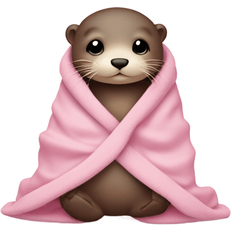 Cute cozy otter in baby pink blanket  emoji