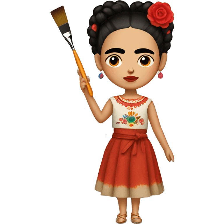 body frida kahlo kid with paintbrush emoji