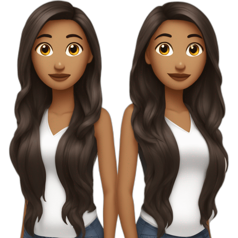 deux soeur noir a coter au cheveux long brun emoji