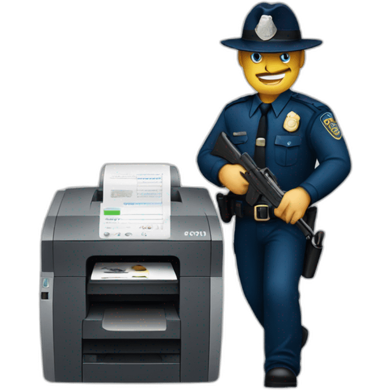 Police hunting a printer emoji