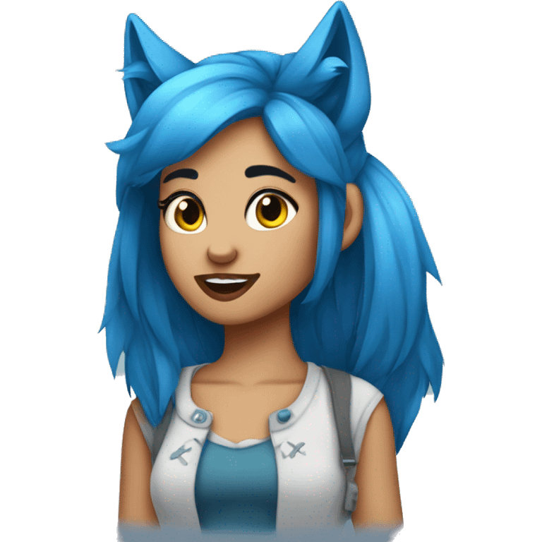 bella the wolf girl blue hair emoji