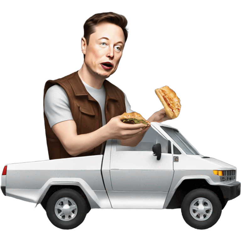 Elon Musk eating a cybertruck emoji