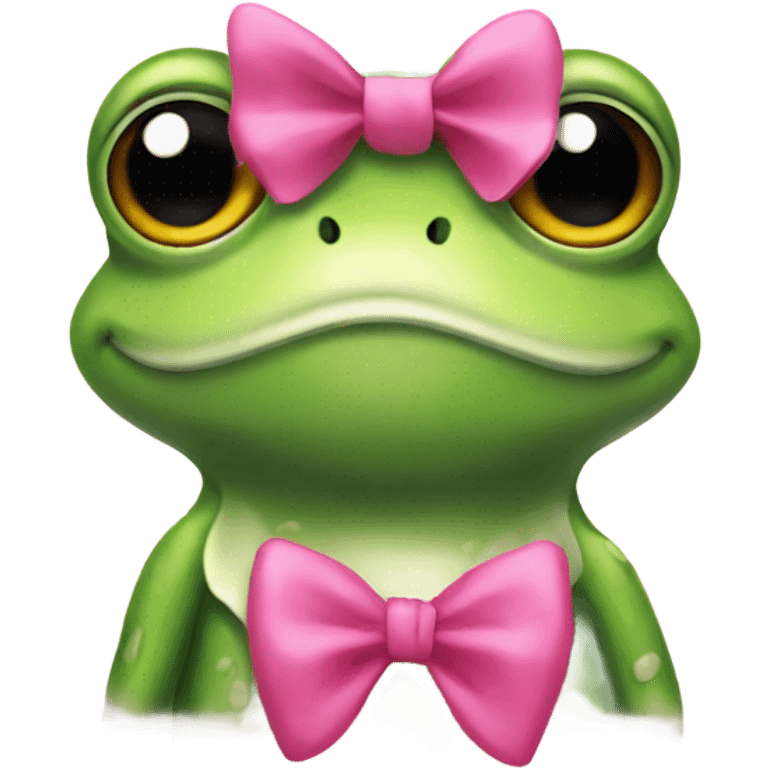 Frog with a pink bow smiling  emoji