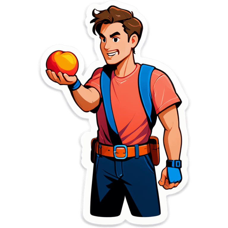 A man hitting a peach with a belt emoji