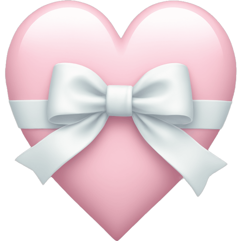 Pastel pink heart with white bow emoji