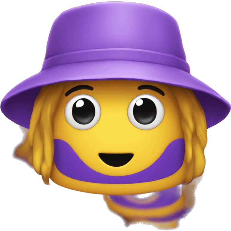 Purple bucket hat with smiley face on it  emoji