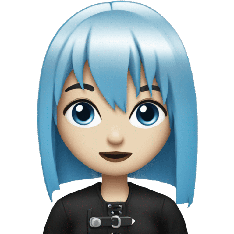 goth girl with blue eyes with knife emoji