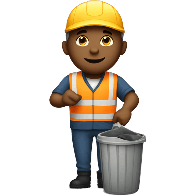 Garbage man picking up a trash bin emoji