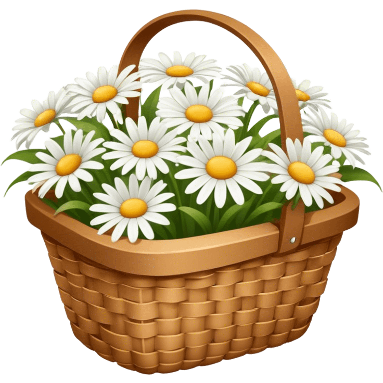 light brown basket with white daisies emoji