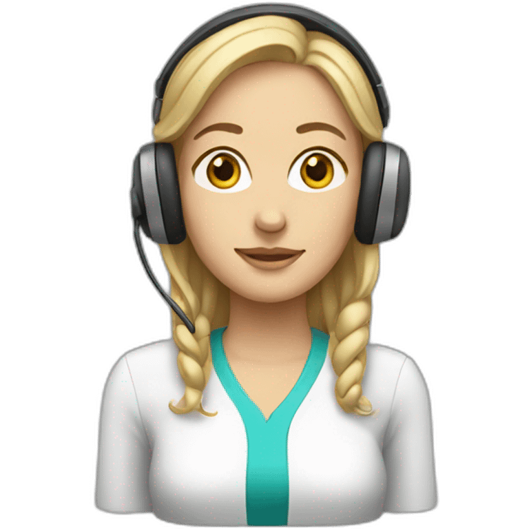 white woman with headset emoji