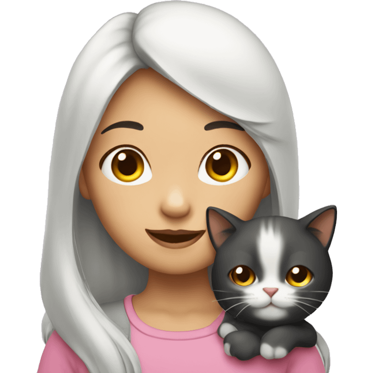 asian girl with cat emoji