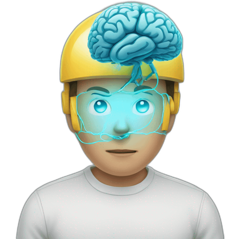 human holding an electric brain emoji