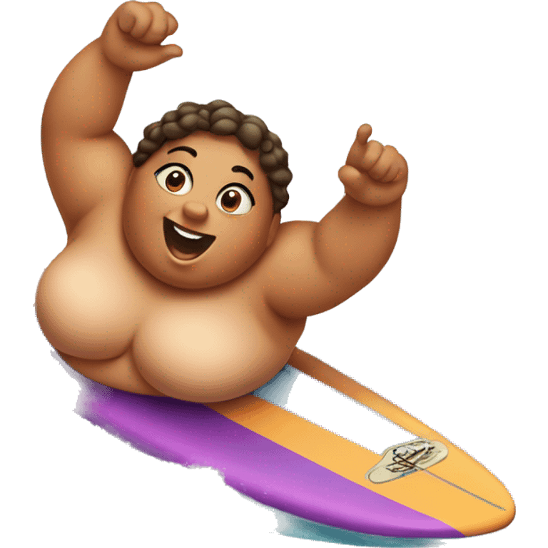 fat girl on surfboard emoji